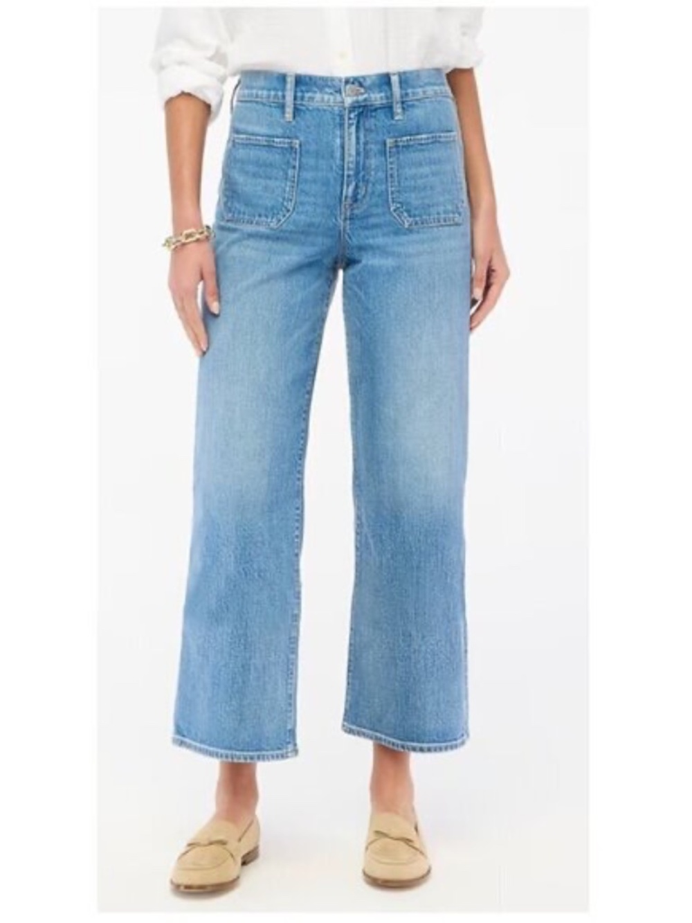 J. Crew Factory Light Blue Wide-Leg Cropped Jeans